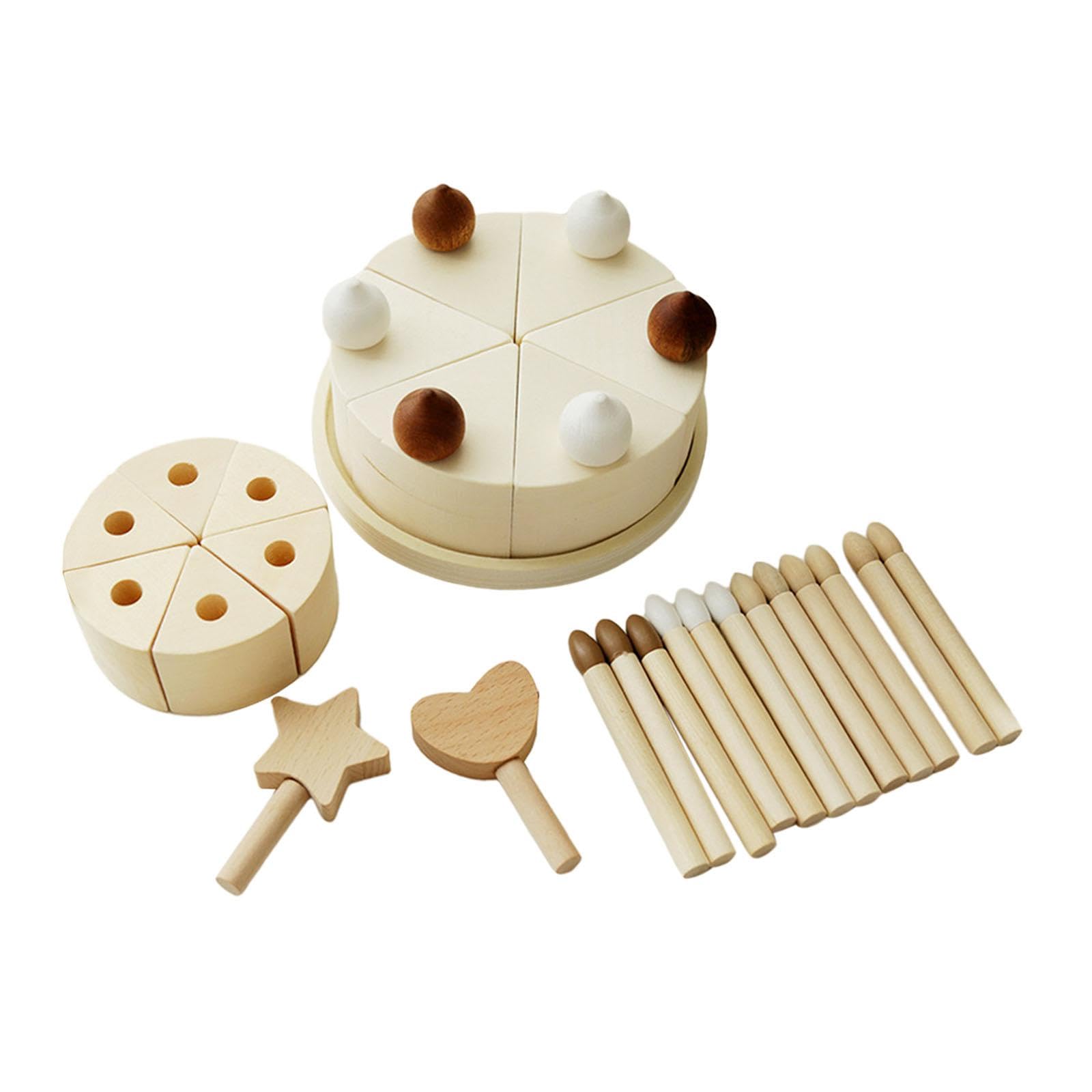 Juguetes de Madera para Cortar Pasteles de Cumpleaños, Pasteles para Fiestas de Cumpleaños, Bricolaje, Cognitivos, Juguetes Educativos Tempranos, Jugu, Doble Capa