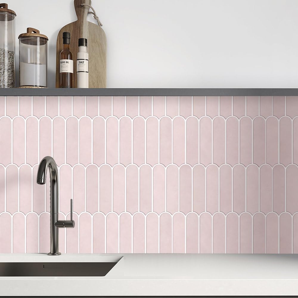 COMATICKC Piastrelle Adesive per Cucina, 10 Pezzi 30x30 cm, PVC Rosa Paraschizzi Cucina Mattonelle Adesive Bagno Soggiorno - Pannelli 3D Decorativi, Facili da Installare Stacca & Attacca