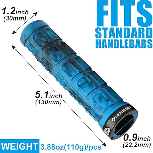 Vista 45 de Puños de manillar de bicicleta de doble bloqueo - Puños cómodos de goma para bicicleta de montaña BMX (Enchufe de bloqueo de aluminio+empuñaduras)