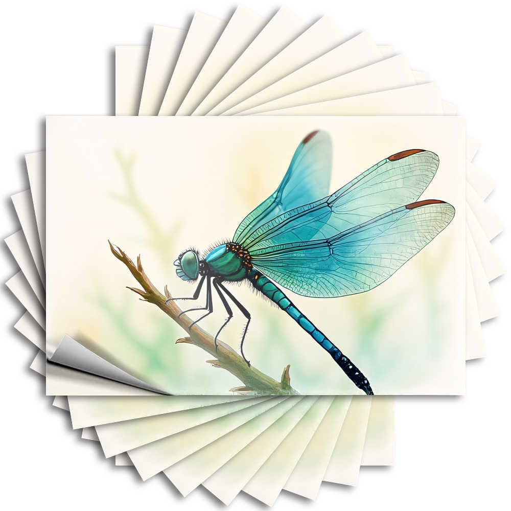 Backyard Bar Decor Wall Sticker | Blue Dragonfly On A Branch Happy Durable Vinyl Sticker Easy Apply for Standing(8X12CM)