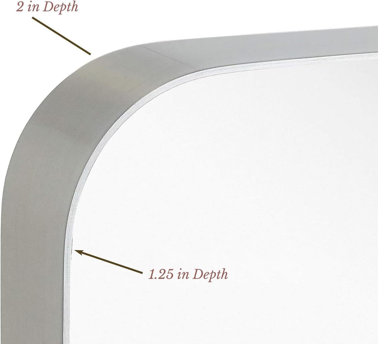 Hamilton Hills 22x30 inch Metal Silver Frame Bathroom Mirror - Brushed Steel Rectangular Rounded Corner Vanity - 2 Inch Deep Set Design - Large Wall Mirror, Hangs Horizontal and Vertical