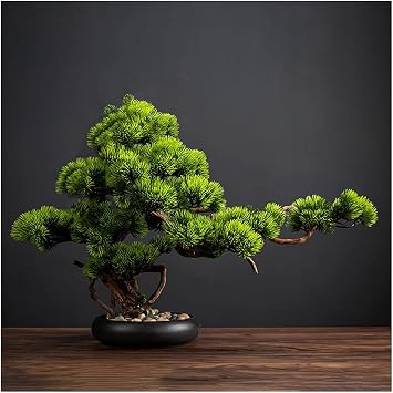 Simulation Tree Artificial Bonsai Fake Green Plants Potted Plant Decoration Office Simulation Welcome Pine Bonsai for Desktop Decoration Living Room Entrance Tea Room Artificial Bonsai Tree