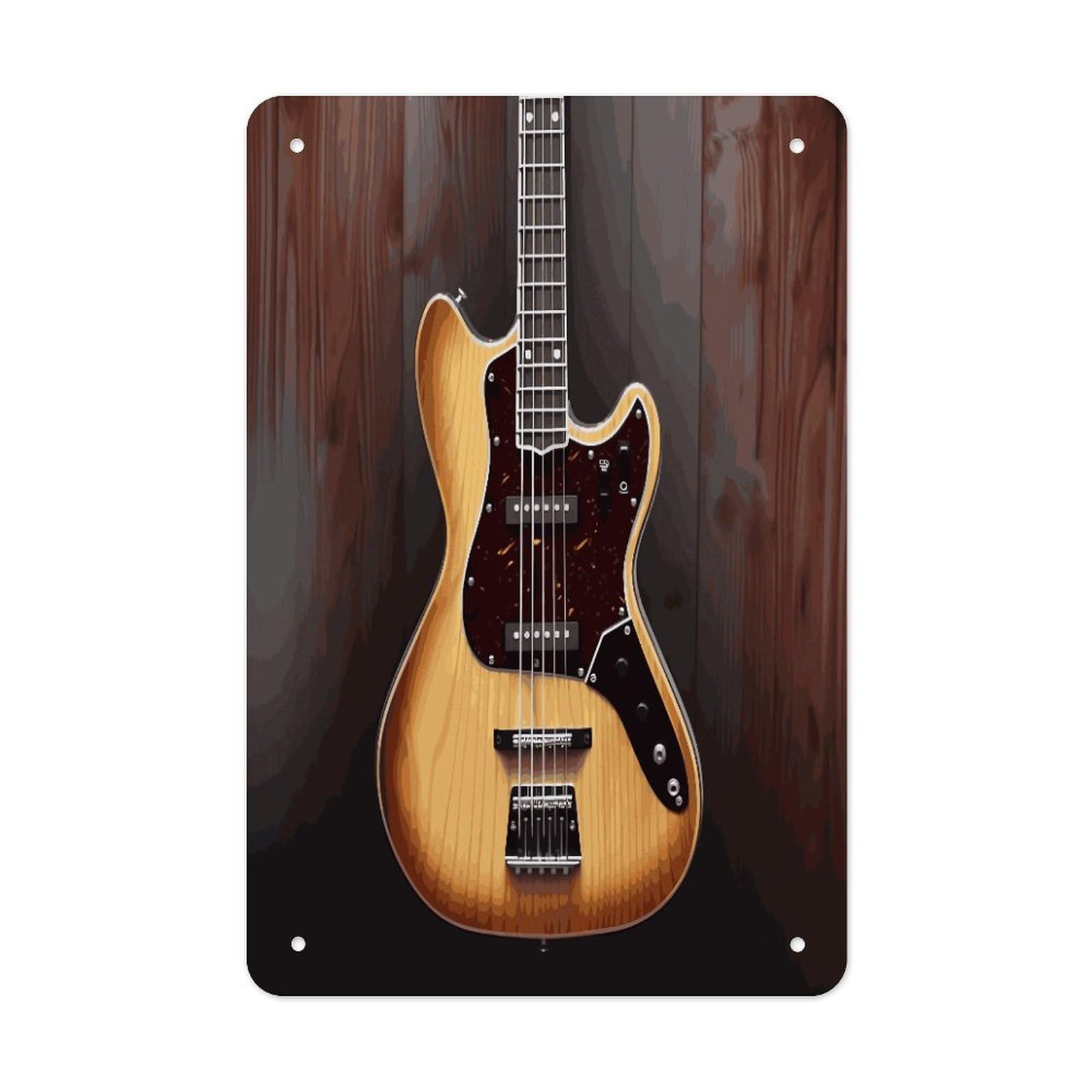 Btcowzrv Style Guitar Musical Instrument Metal Tin Sign Wall Decor Hanging Plaque