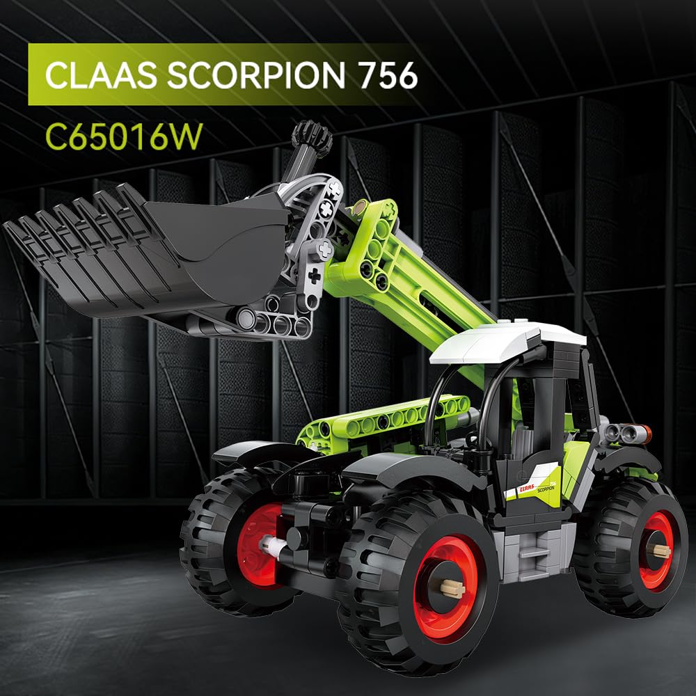 CaDA C65016W Mini CLAAS Farm Loader Building Set, modelo de maquinaria agrícola CLAAS, 401 piezas de equipo mecánico movible de construcción de equipo agrícola, juguete de vehículo de construcción