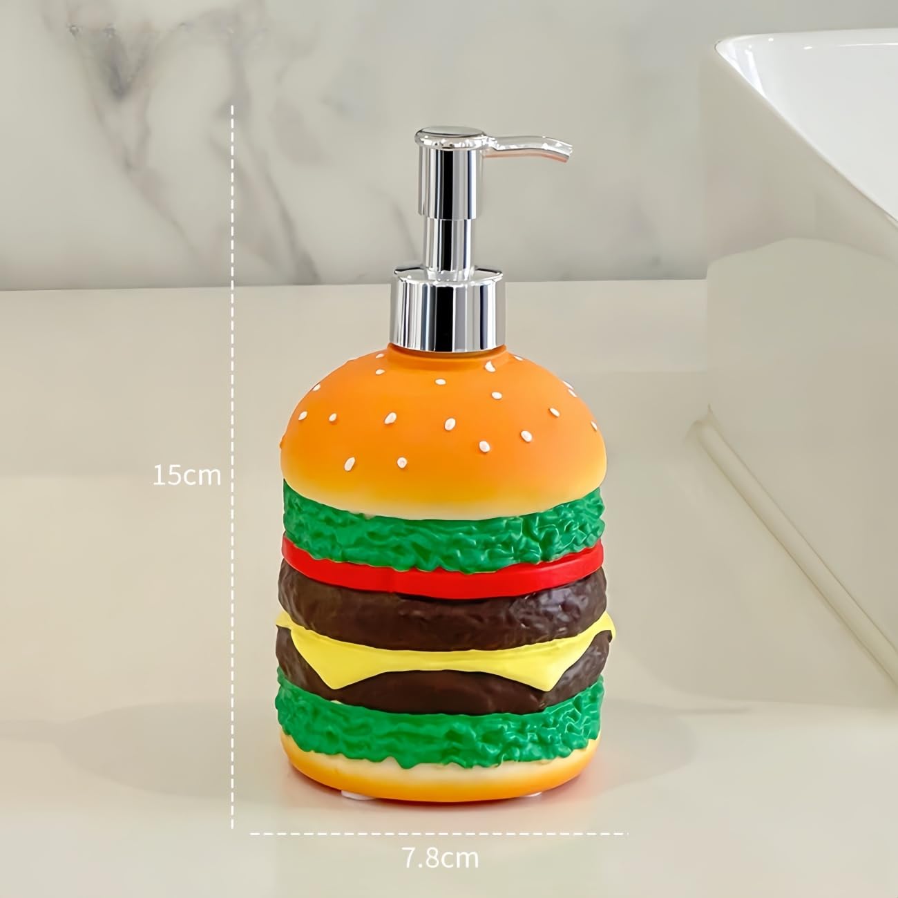 Burger dozownik mydła, zabawny dozownik mydła do łazienki i kuchni, do wielokrotnego napełniania, żel pod prysznic, dekoracja umywalki, prezent (4 sztuki)