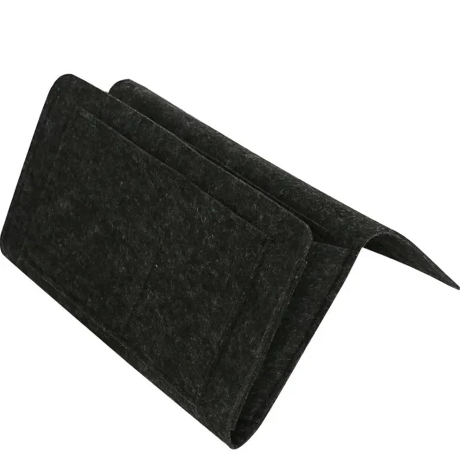 BDFJEDS Couch Armrest Organizer Felt Bedside Storage Bag Pouch Bed Desk Sofa TV Remote Control Hanging Caddy Couch Organizer Holder Pockets(Black)