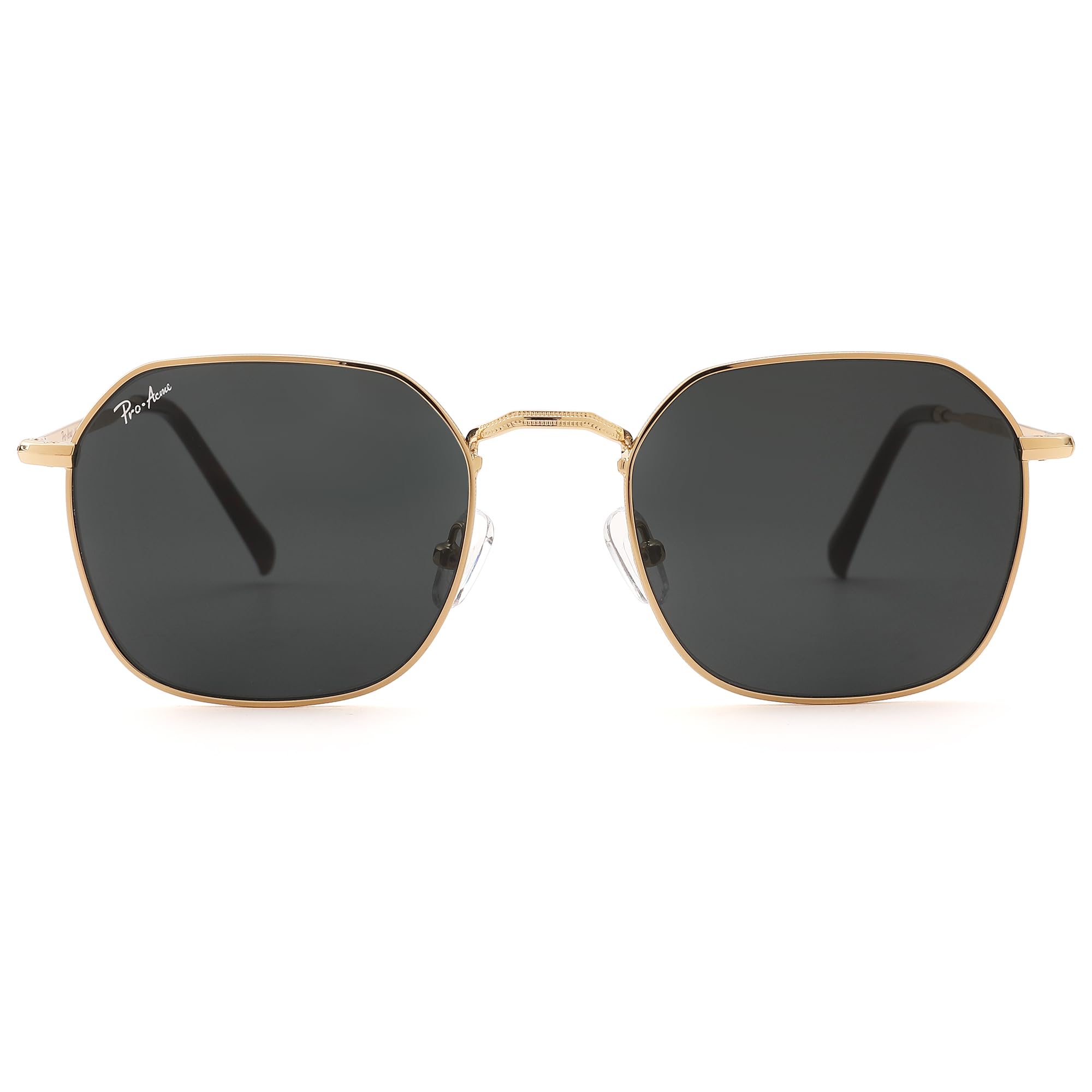 Pro Acme Classic Sunglasses for Women Men Hexagonal Flat Metal Frame Trendy Square Shades Sunglasses 100% Real Glass Lens