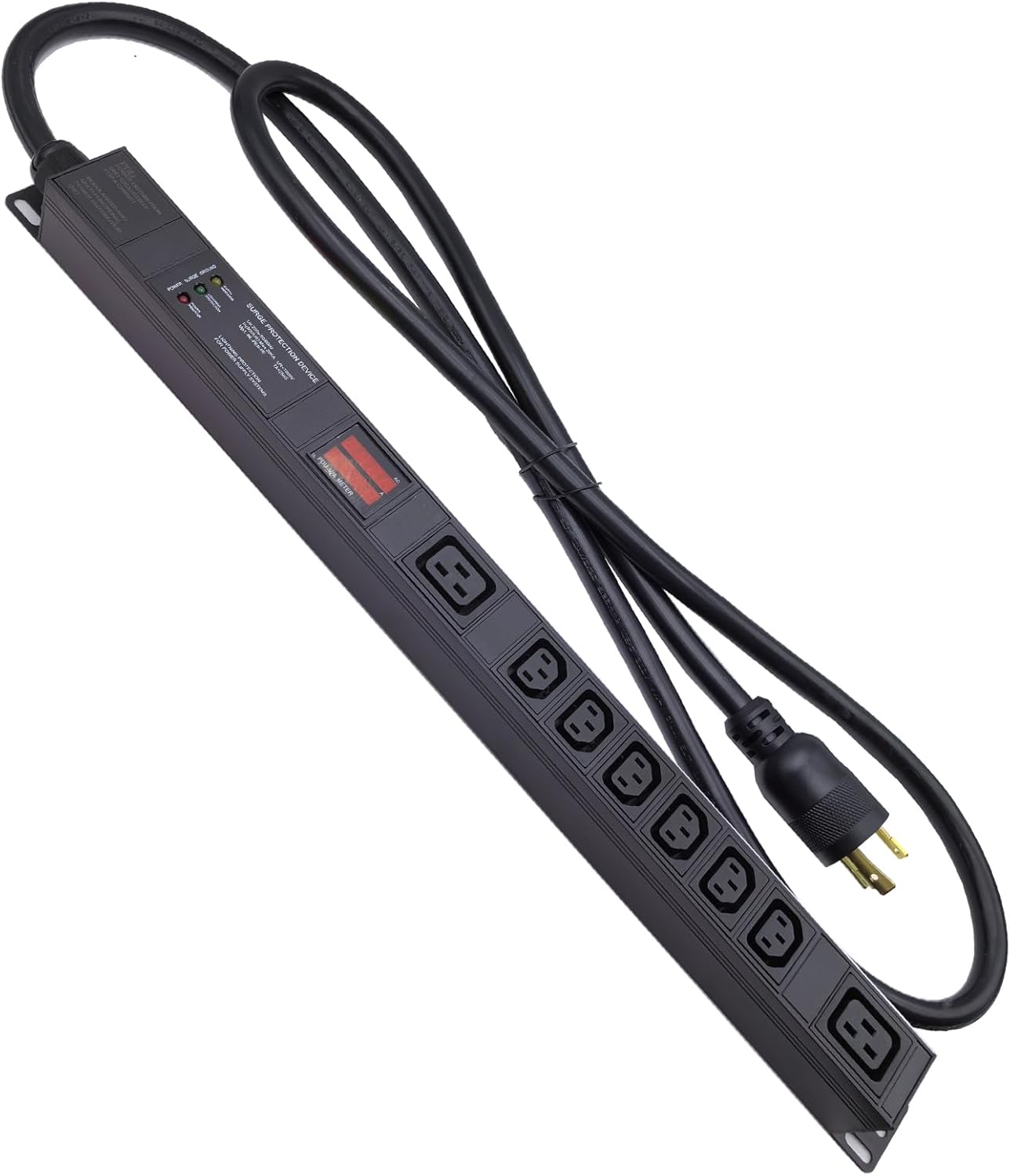 30 amp Metered PDU, 8 Outlets (6 C13, 2 C19) Aluminum Alloy Shell, 120-240V, L6-30P Adapter, 7.2kW, 6 ft. Cord,Anti Electric Shock Module and Voltage Current Display Meter.