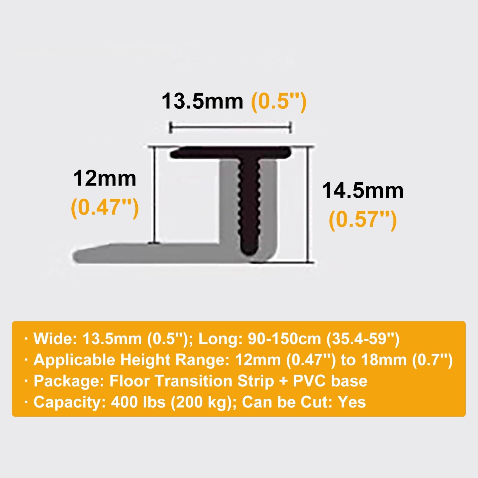 Deurdrempelstrip, 140 cm, lange vloer, overgangsstrip, metalen