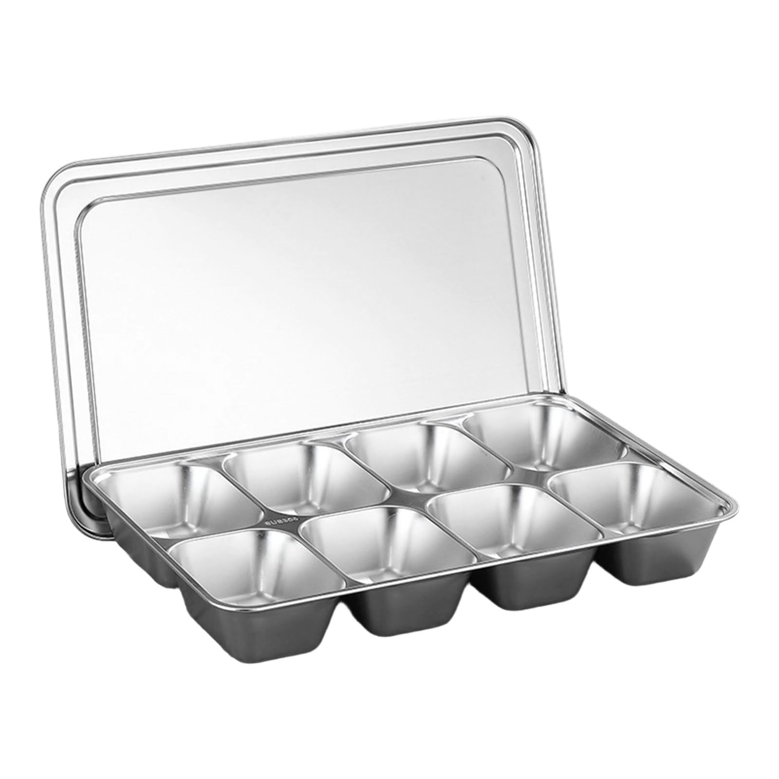ADYJEE Stainless Steel Divided Lunch Tray with Lid, Covered Meal Prep Container for Packed Servings, Food Storage, and Travel Sectioned Stainless Steel Lunch Tray Covered Meal Prep Container Food