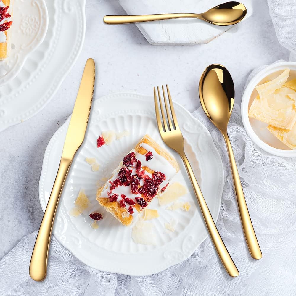 MMRTDJDR Dinner Gold Silverware Set for 4 Cutlery Polished Flatware Utensil Stainless Steel Cutlery Wedding Christmas Home Kitchen Restaurant Anniversary Candlelight Dinner Family Kitchenware 5 618VQpR T5L. AC SL1000