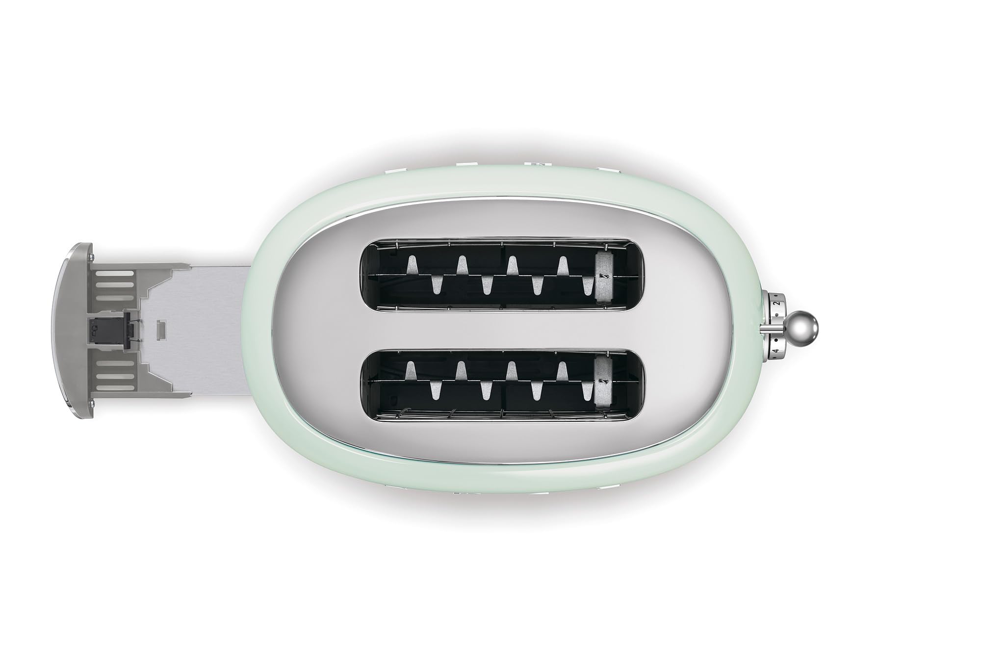 Smeg, Grille-pain 2 Tranches TSF01PGEU, 2 Fentes 36 mm, 6 Niveaux de Brunissage, Fonction Chauffage, Décongélation et Bagel, Éjection Automatique du Pain, Ramasse Miettes, 950 W, Vert Pastel