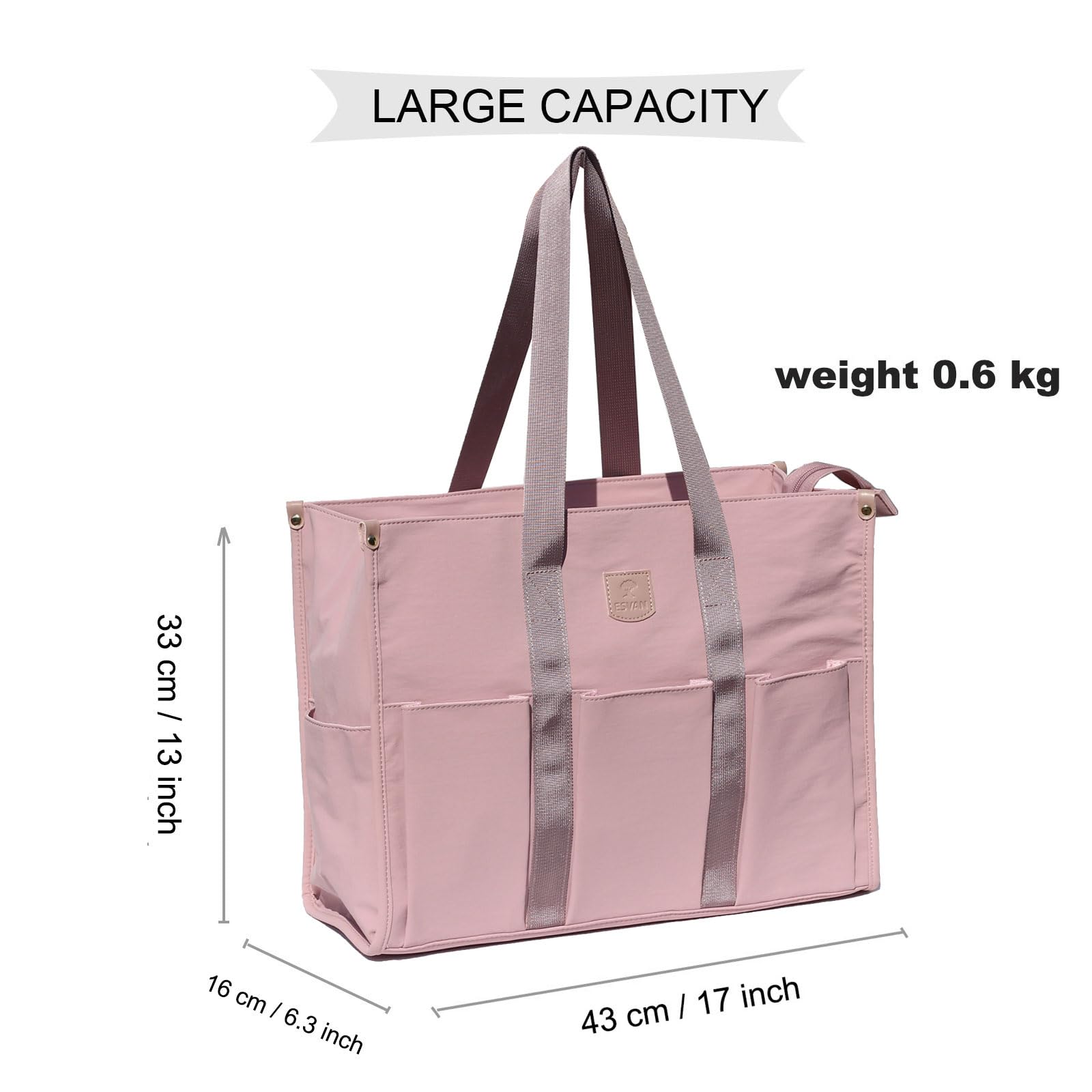 ESVAN Utility Tote Bag with Zip Top Waterproof Teacher Tote Bag for Teacher Work Women Beach (C2)