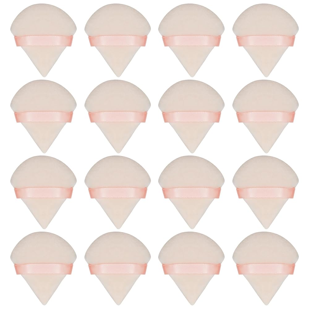 Flytianmy 16Pcs Triangle Powder Puffs, Face Makeup Puff for Body Loose Powder Beauty Makeup Tool Nude