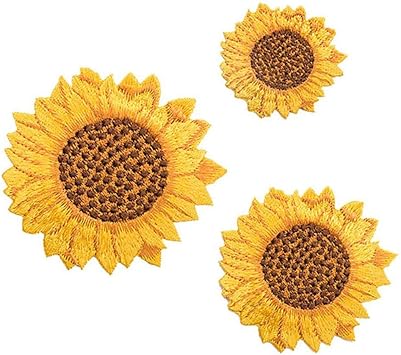 3 Pcs Sunflower Iron On Patches for Backpacks, Hats, DIY Sew on Applique Patch, Vintage Embroidered Patches for Repair Clothes, Jackets, Jeans
