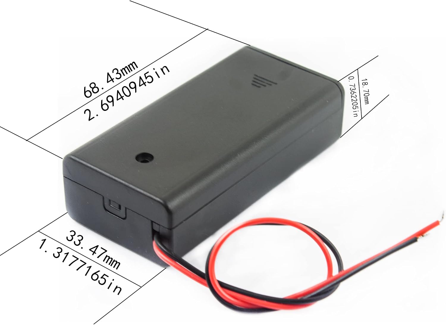 2pcs 2 x AA 1.5V (Total: 3V) Battery Holder Box Case with On/Off Switch Plastic ABS Storage for Electronic DIY Leads 2X Slots and Wires