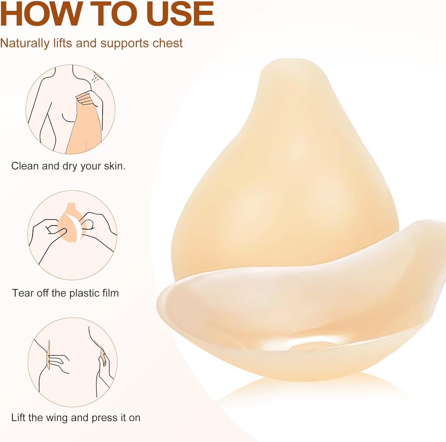 Adhesive Bra, Breast Lift Strapless Silicone Sticky Bra Nippless Covers Push Up Self Invisible Backless Sticky for Women - Image 4