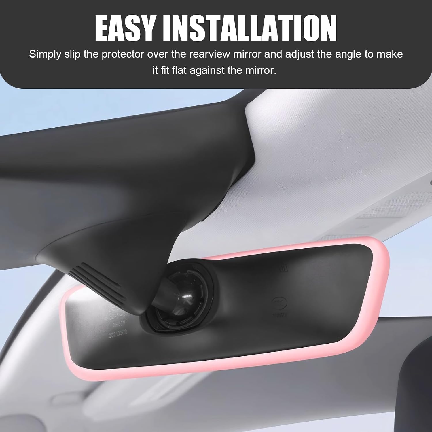MLY Car Rear View Mirror Protector Frame, Silicone Auto Rearview Edge Protection Cover, Compatible with Model 3 and Y, Rear View Trim Frame Decor, Car Interior Accessories (Pink)