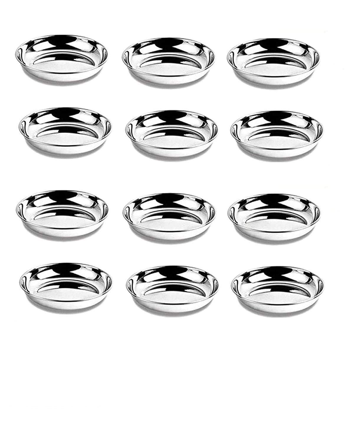 shivhomeworld Steel Bowl Set of 12 Pcs Bowl Set for Kitchen Medium Size Stainless Steel Sweet Dish, Ice Cream Vati Katori Halwa Plate for Serving Dish Size-5.5