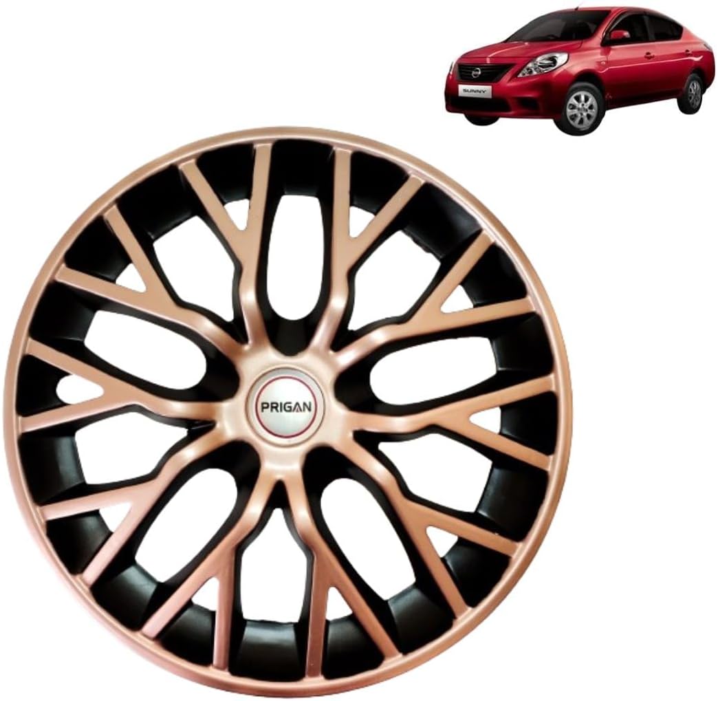 PRIGAN Sunny (XVD, XV Only) Copper Black Wheel Cover 15 Inch for Sunny (Set of 4 Pcs) (Press Fitting) Model- Phantom_Copper_15