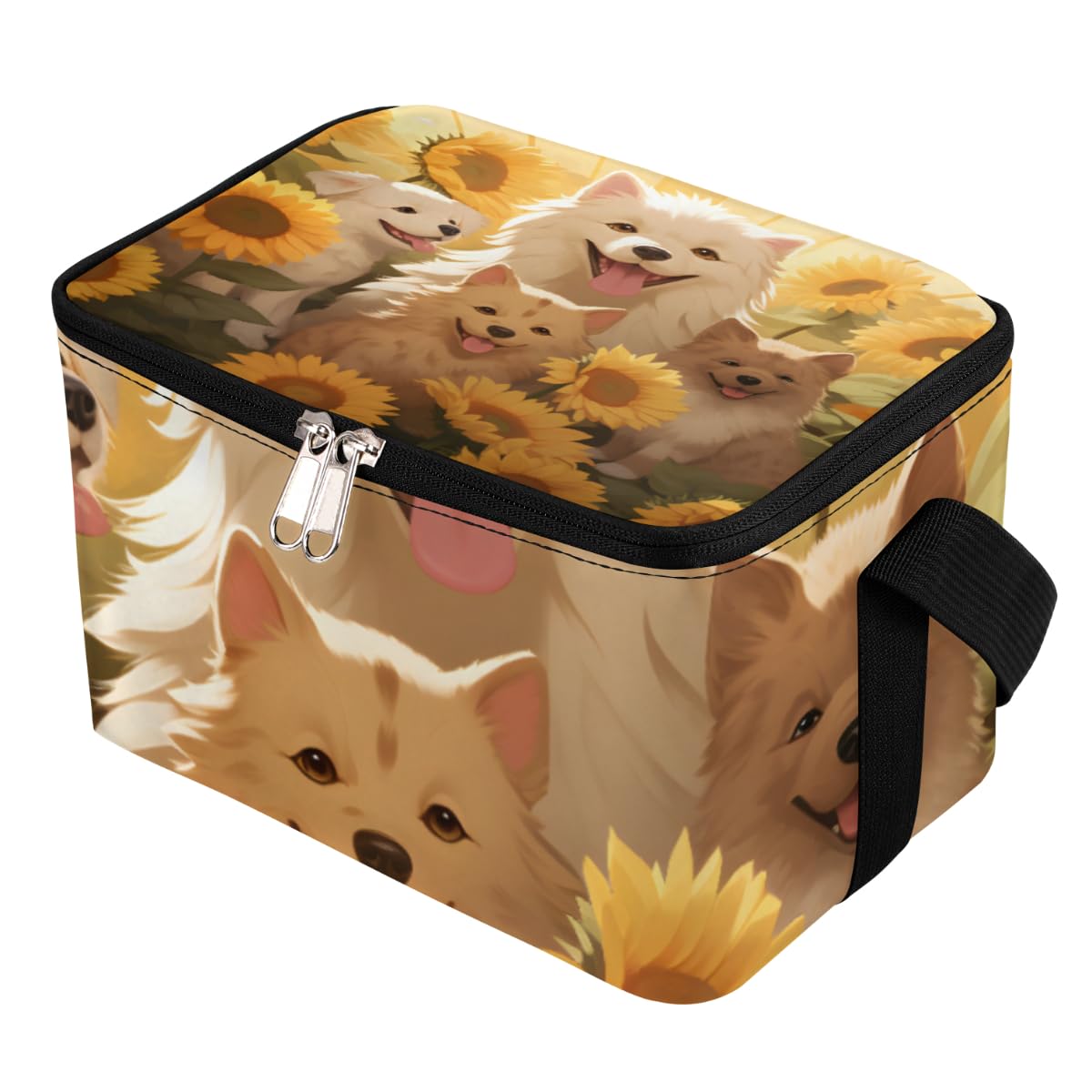 GzLeyigou Lunch Bags for Women Men 9 Cans,Cartoon Cute Corgi Hot & Cold Food Delivery Bag Insulated Grocery Bag Insulated Lunch Box Sunflower Cooler Bag for Office Work Picnic Beach