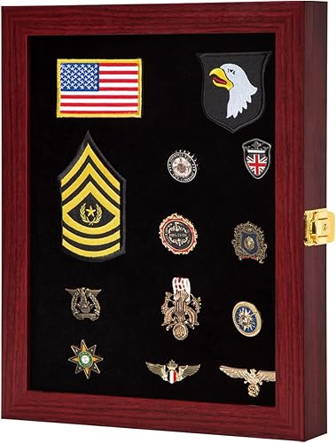 Miniatura 17 de VERANI Vitrina de pines de 16 x 25 pulgadas, caja de exhibición de medallas militares, marco de exhibición de medallas militares con protección UV