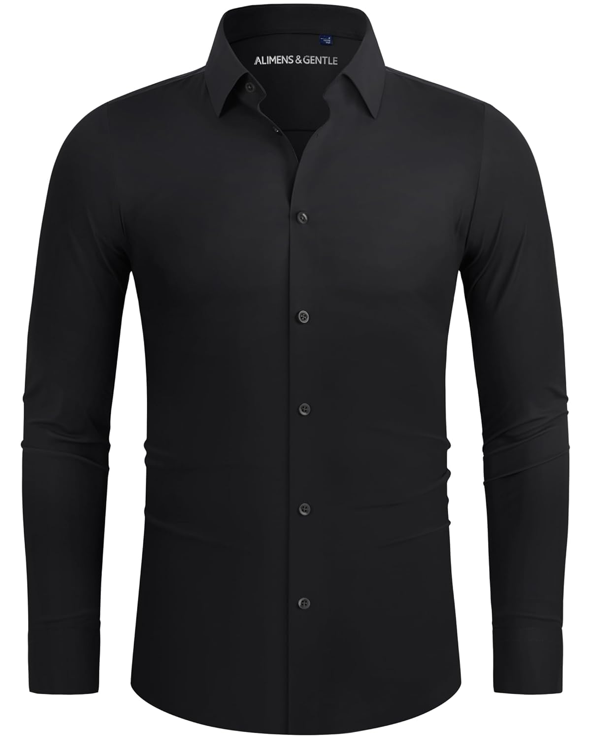 Alimens Gentle Stretch Mens Dress Shirts Slim Fit Long Sleeve Casual Skinny Muscle Fit Wrinkle Free Button Down