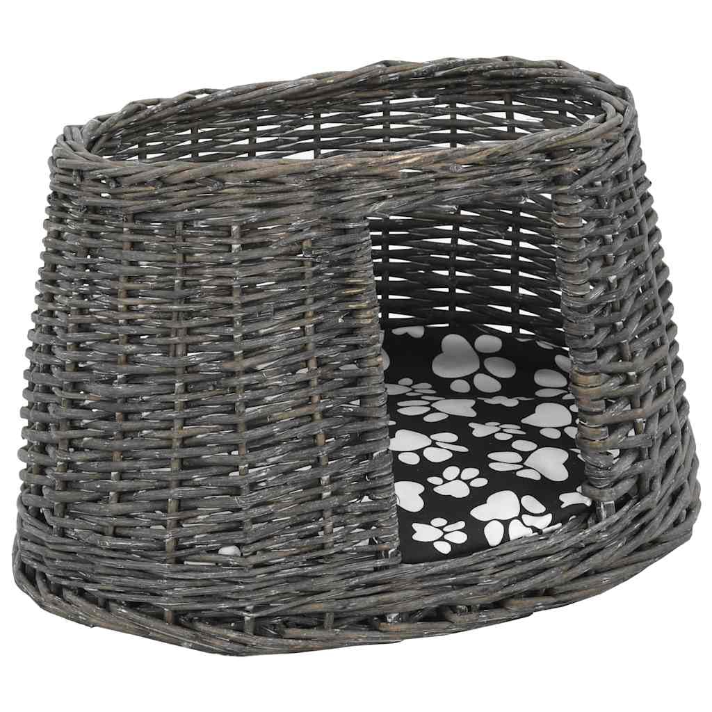 Set di 3 cestini per gatti con cuscini, grigio