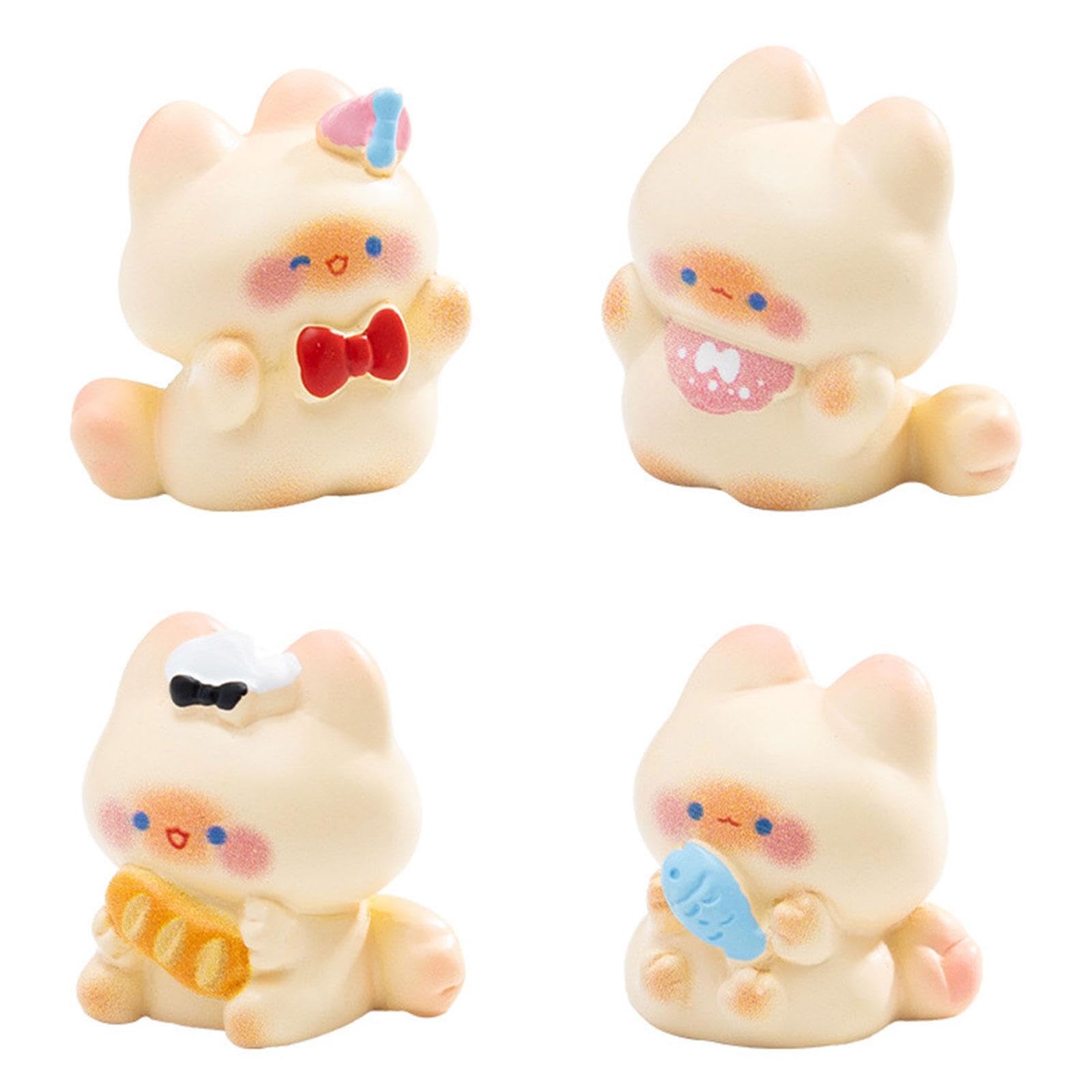 Msioytog 4Pcs Cartoon Siamese Cats Miniature Figurines Decors Landscape Ornaments for Creative Family Activity and Desk Display Kitten Collectible
