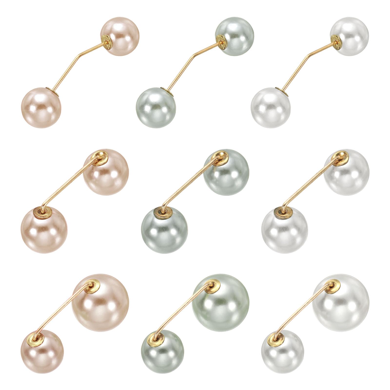 sourcing map 9Pcs Pearl Brooch Pins Kit, Safety Jeans Button Pins for Women, Decorative Pearl Brooches Pin for Pants Skirt Waist Shawl Sweater Dress Clothing Accessories,Beige,Gray,Champagne