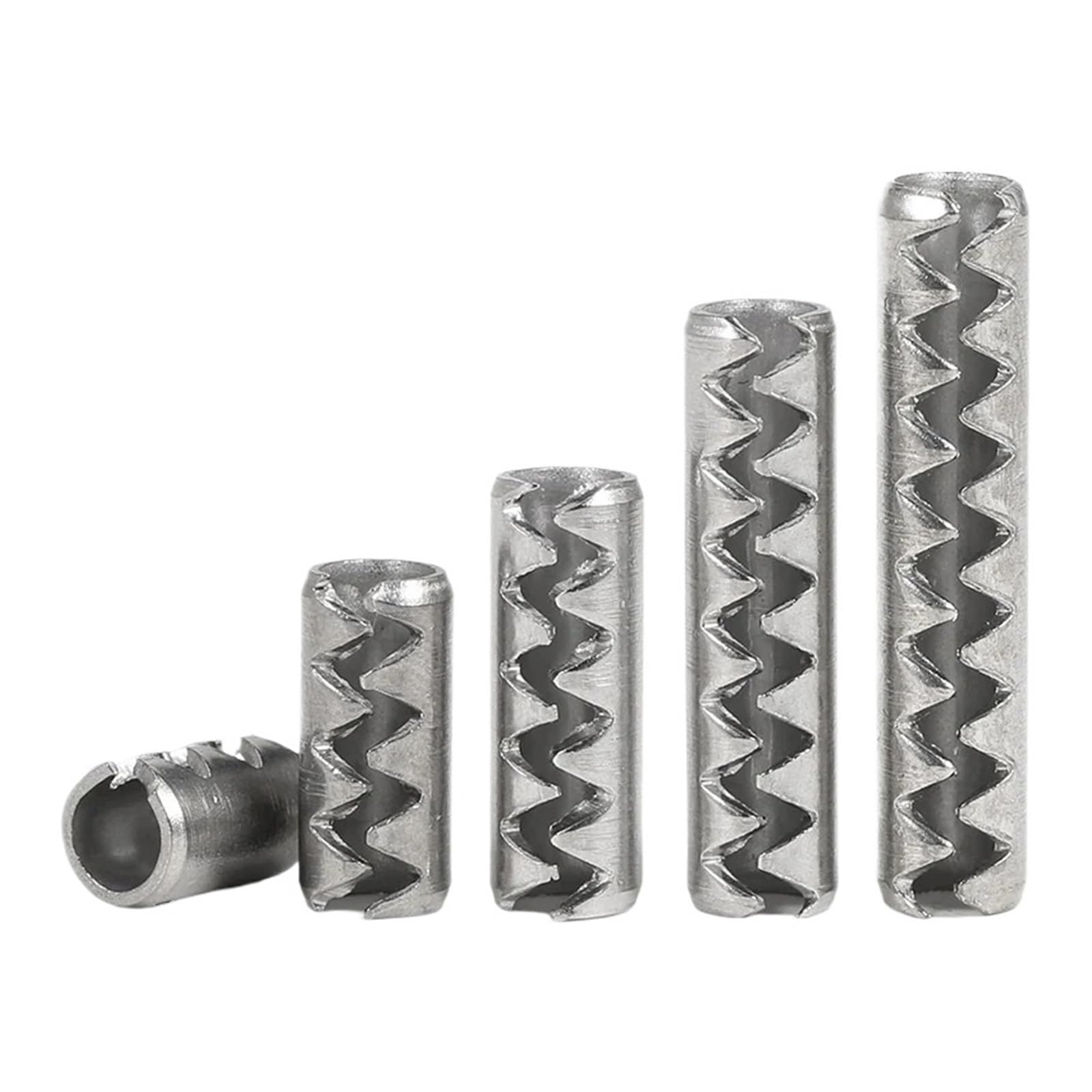 Pasador elástico dentado de acero inoxidable 304, pasador de chaveta corrugado, pasador cilíndrico hueco dentado M2 M2.5 M3 M4(M2x5(1000pcs))