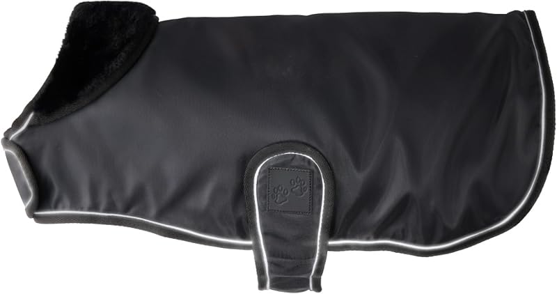 Capa de chuva para cães Pet Passion Breeze II, com acabamento em pelo vegano, preta, XX-Large