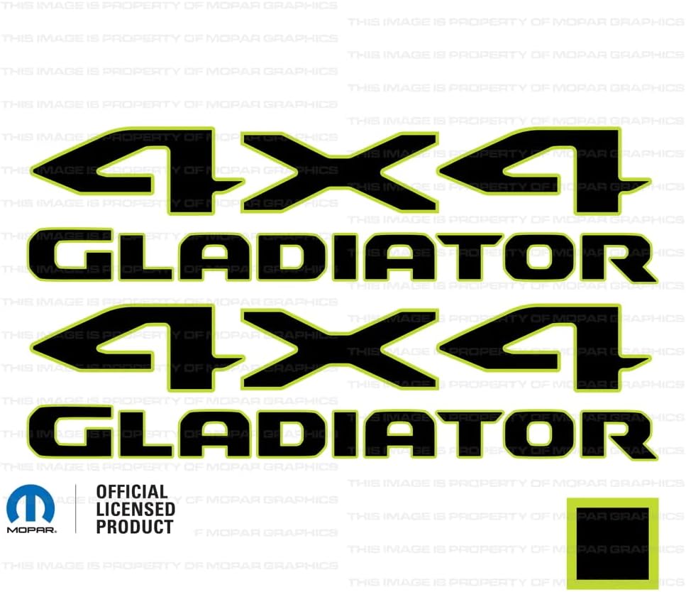 Decal Mods 4x4 Gladiator Bedside Graphic Decals/Stickers fits Jeep Wrangler/Gladiator JL/JT (2019-2024) Dark Gray w/Orange Outline (Mojave) FDGOO (Set of 2) | FJ2G5