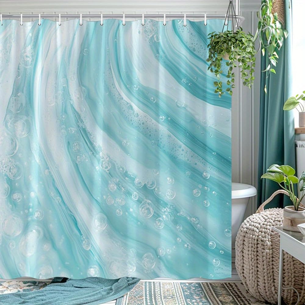 Rideau de douche en polyester de qualité supérieure au design de tourbillons turquoise chic
