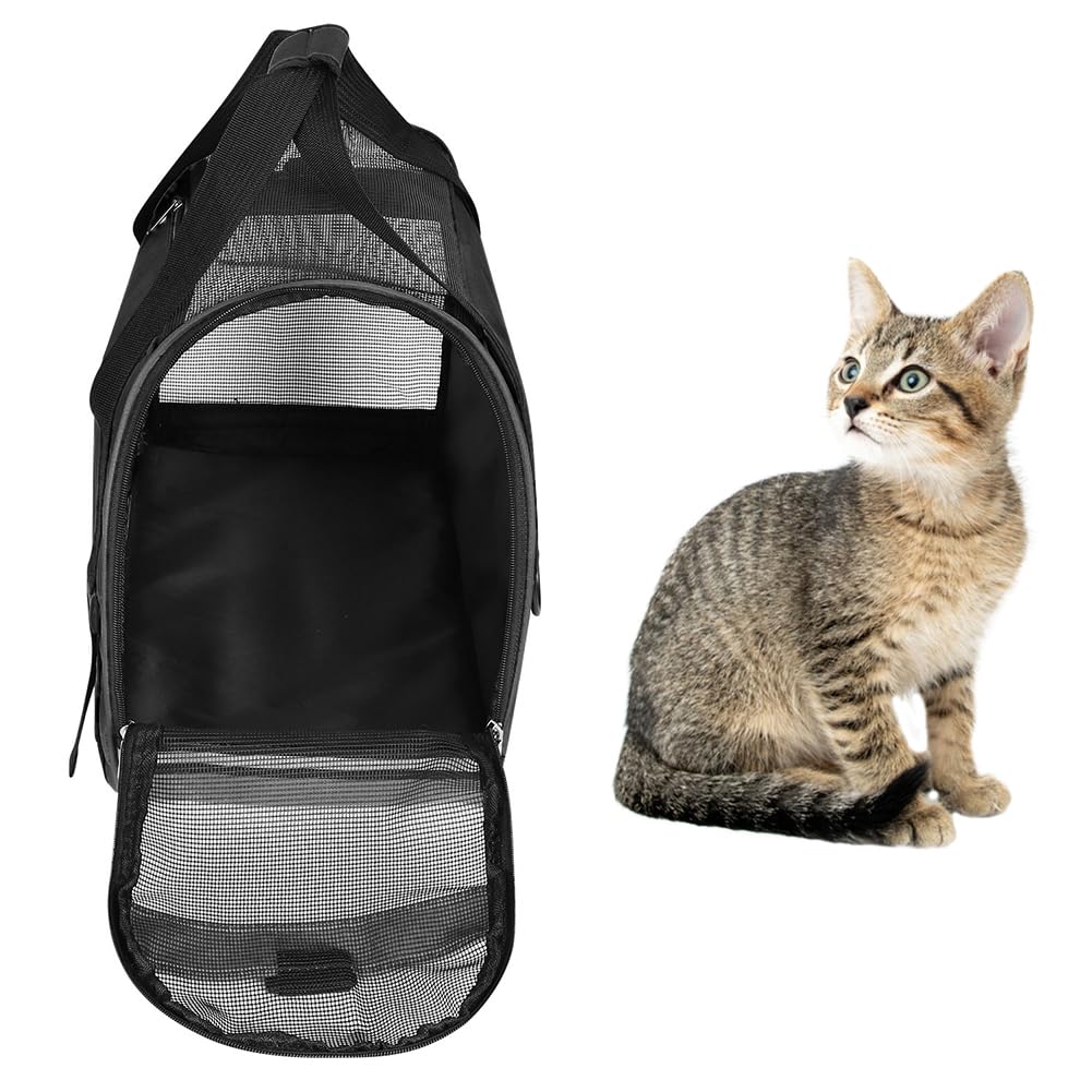 Sac de Transport Souple pour Animal de Compagnie Cage de Transport Chat Chien Respirant Sac de Voyage Portable Chat Chiot avec Bandoulière Réglable Sacs à Main Chaton Pliable en Voiture Train Avion