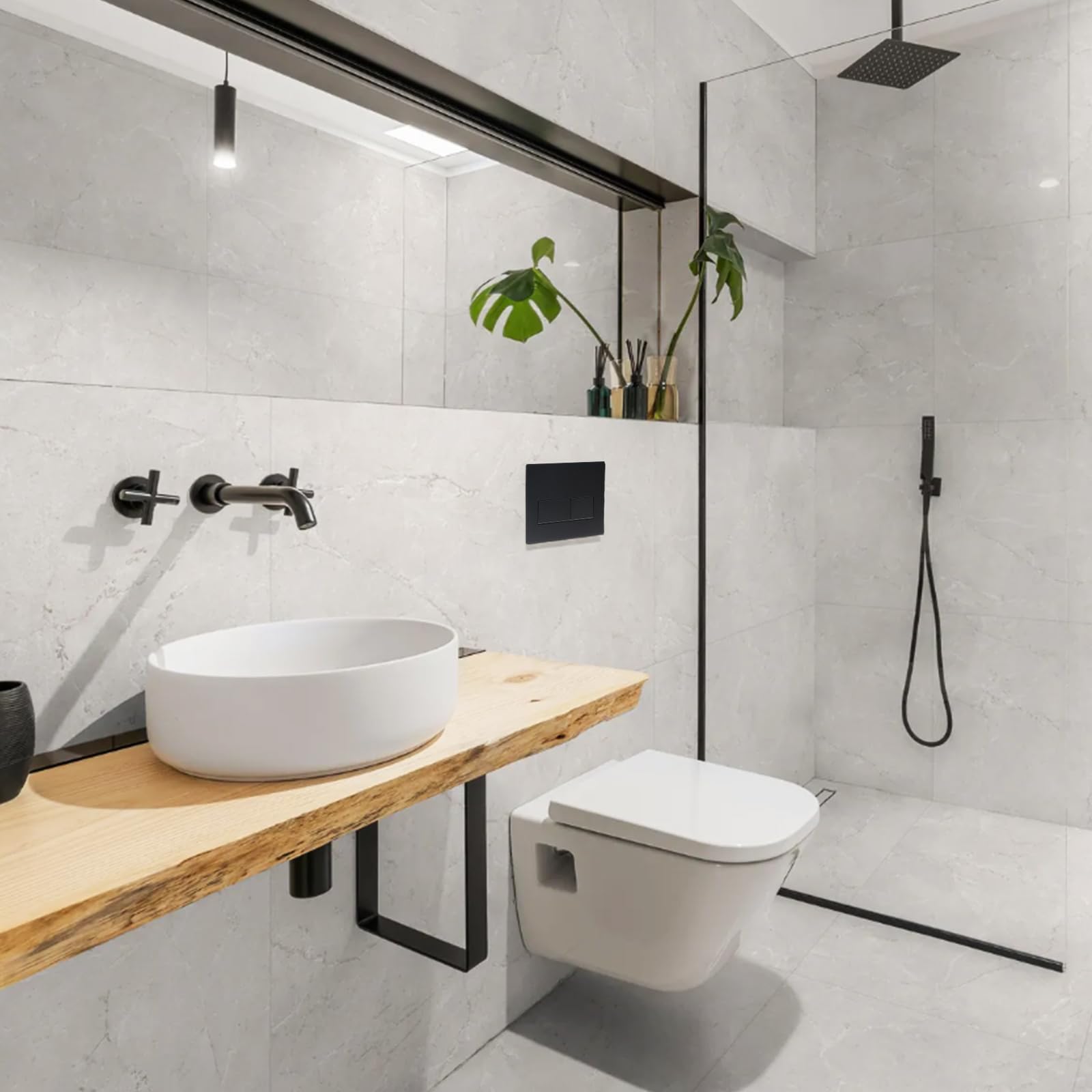 Piastra Di Scarico Per WC Geberit Sigma – Sostituzione Compatibile Con Sigma 01/20/30/50 E UP300/320, Bianco/Nero