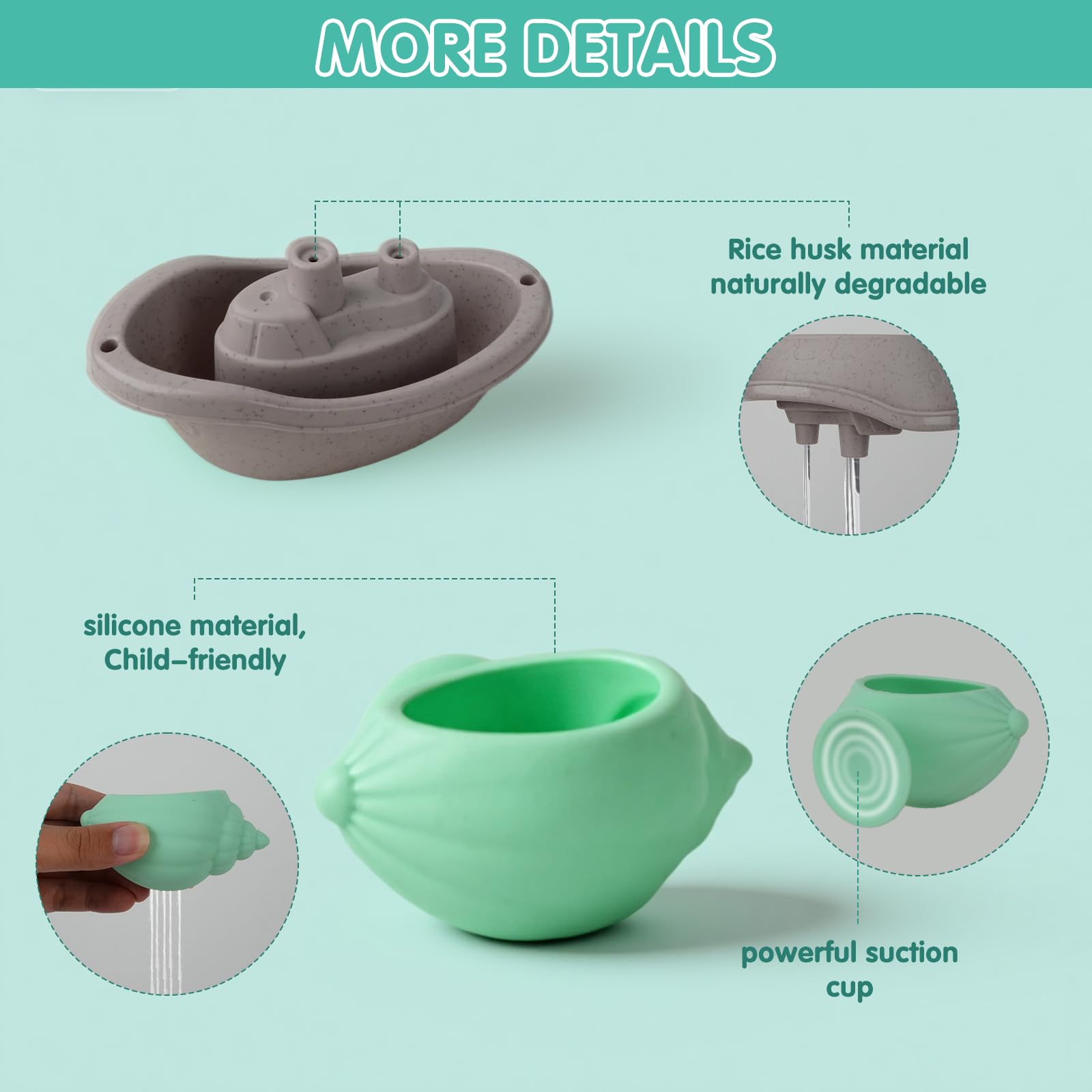 Giochi Bagnetto, 16 Pezzi Giocattoli da Bagno per Bambini con Tazza a Cascata Barchette da Bagno Impilabili e Giocattoli Animali Giungla,Giocattolo a Acqua per Bagno, Piscina, Spiaggia