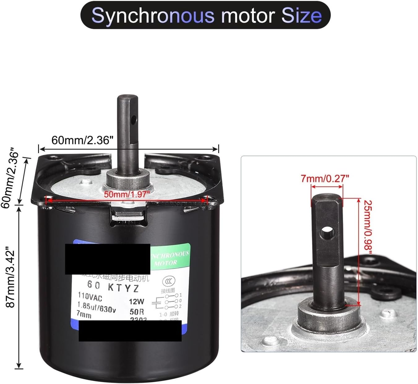 Synchronous Motor AC Permanent Magnet Gear 5RPM/10RPM/20RPM/50RPM/80RPM 110V 12W 50/60Hz CW/CCW Control