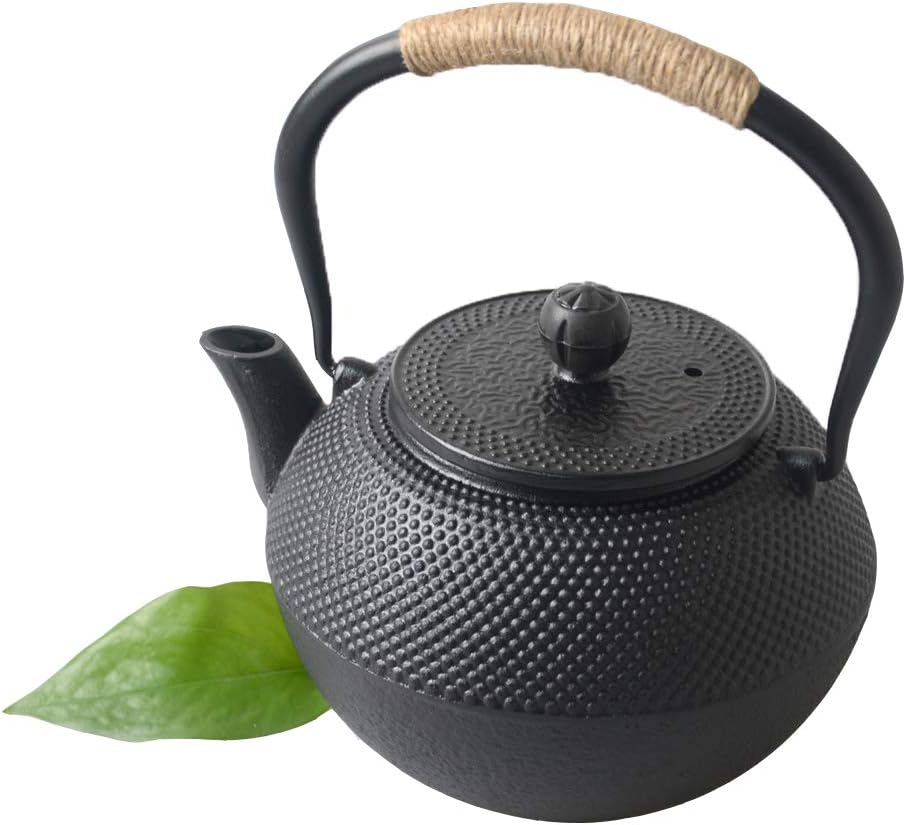 Hwagui Cast Iron Teapot Large Tetsubin Kettle with Stainless Steel Infuser for Loose Leaf Tea 1200ml