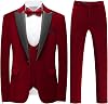 Mens Velvet 3 Piece Suits Slim Fit Peaked Lapel One Button Tuxedo Dinner Jacket Vest Pants Suit Set