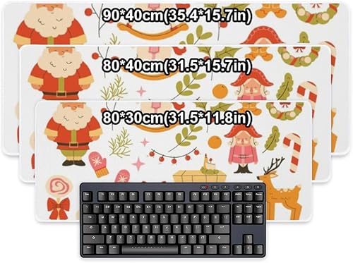 Miniatura 2 de Bonita alfombrilla de mouse vintage de Navidad, alfombrilla de mouse grande para juegos con base de goma antideslizante, juego de alfombrilla de