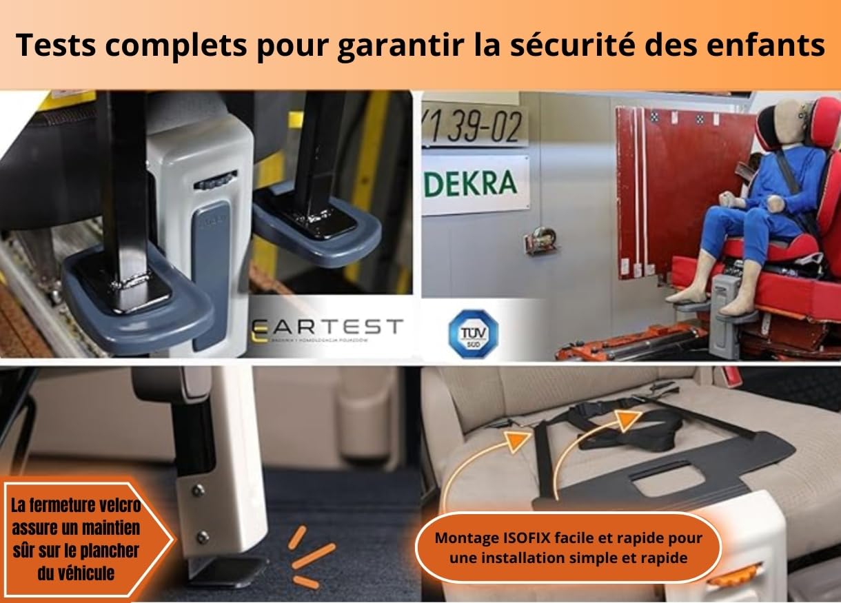 Repose-pieds pour sièges auto - noir, pour sièges auto de 15 à 36 kg