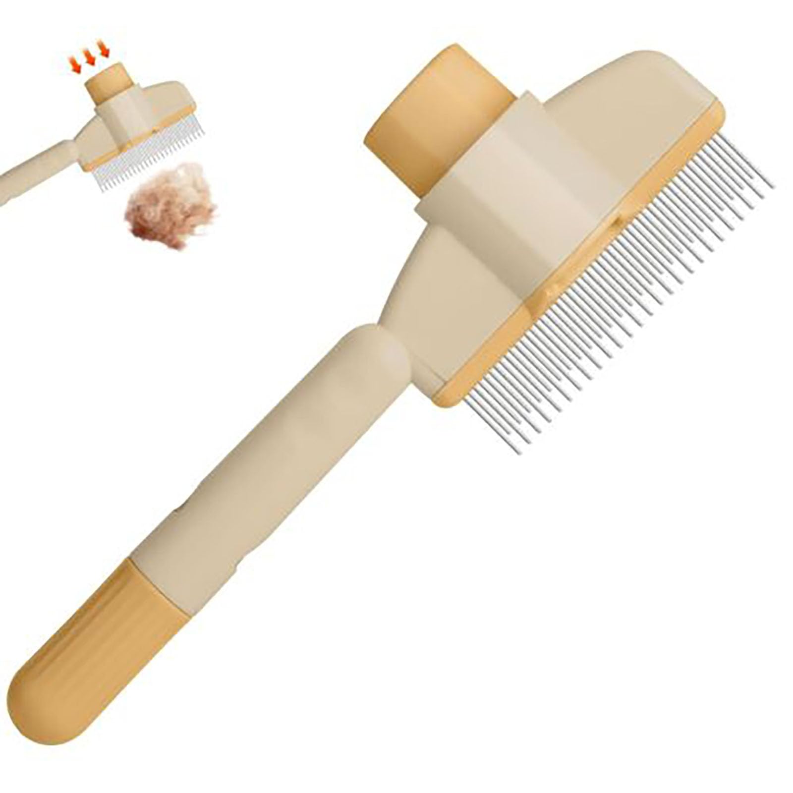 Fur Flash Brush,Self-Cleaning Pet Brush with Release Button, Pet Grooming Self Cleaning Slicker for Massaging Shedding,Gently Removes, Mats Tangled Hair Slicker (Yellow)