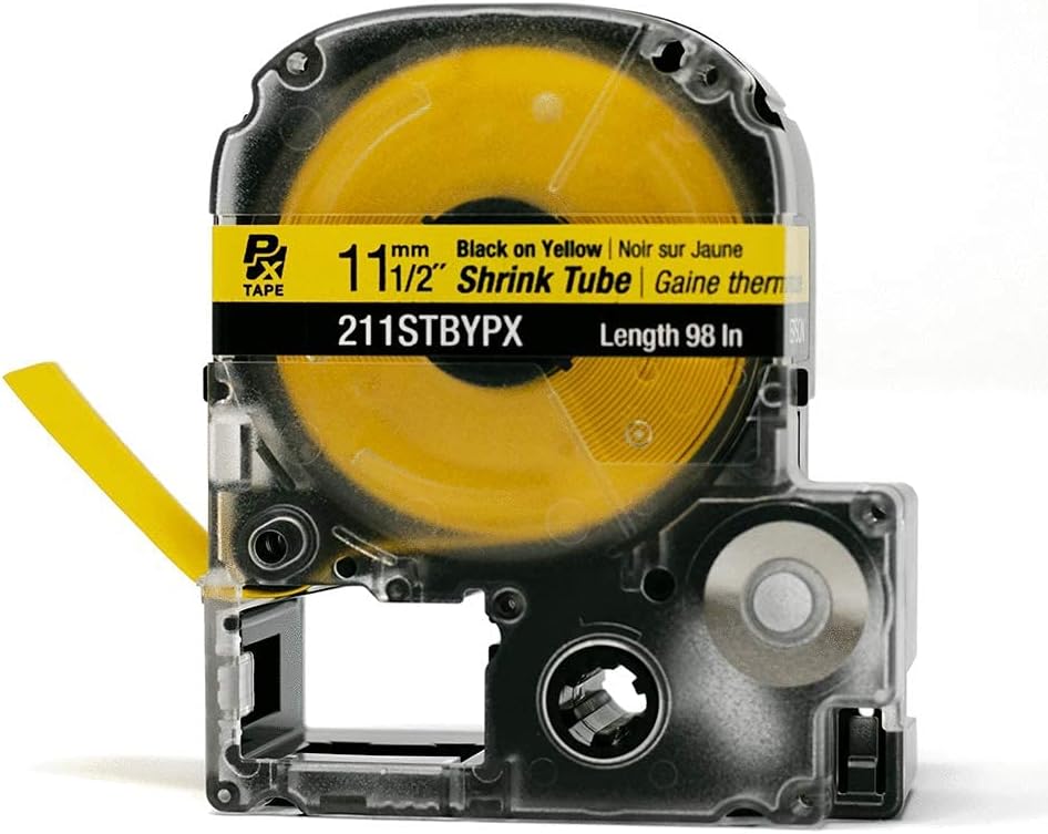 Epson LABELWORKS 211STBYPX Tape Cartridge - Black on Yellow Shrink Tube Industrial Label Maker Tape - AWG 2-8, 1/2" (11MM) Wide, 8 ft (96") - Image 4