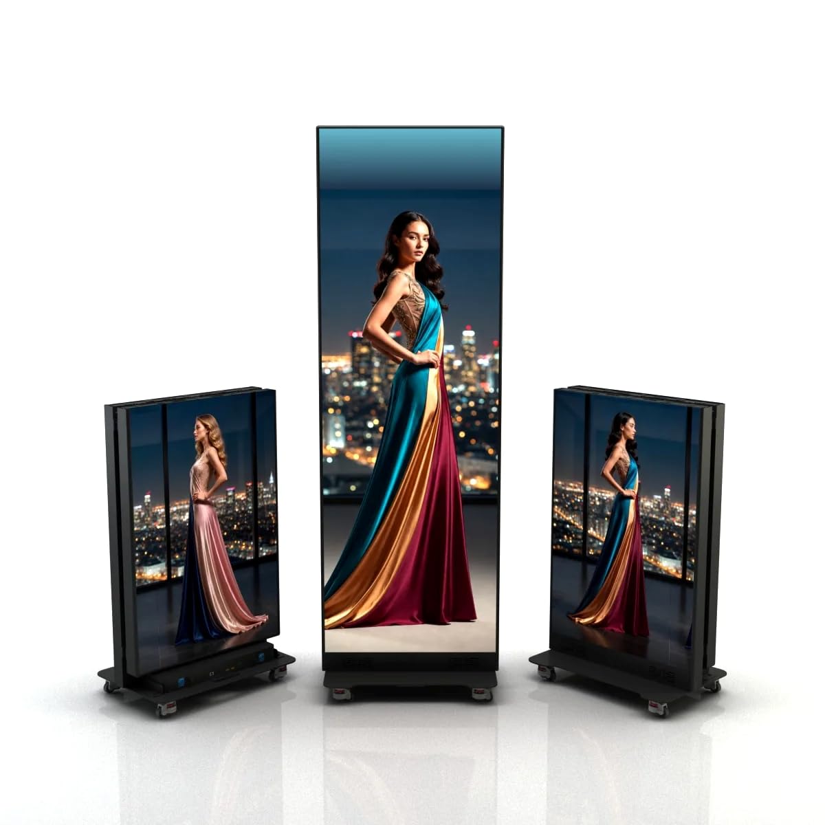 Pantalla LED de señalización digital de 80 pulgadas, pantalla plegable P1.86, WiFi, 4G, USB | P1.86 • Plegable • 800 Nits • WiFi • 4G • USB • Póster digital para interiores