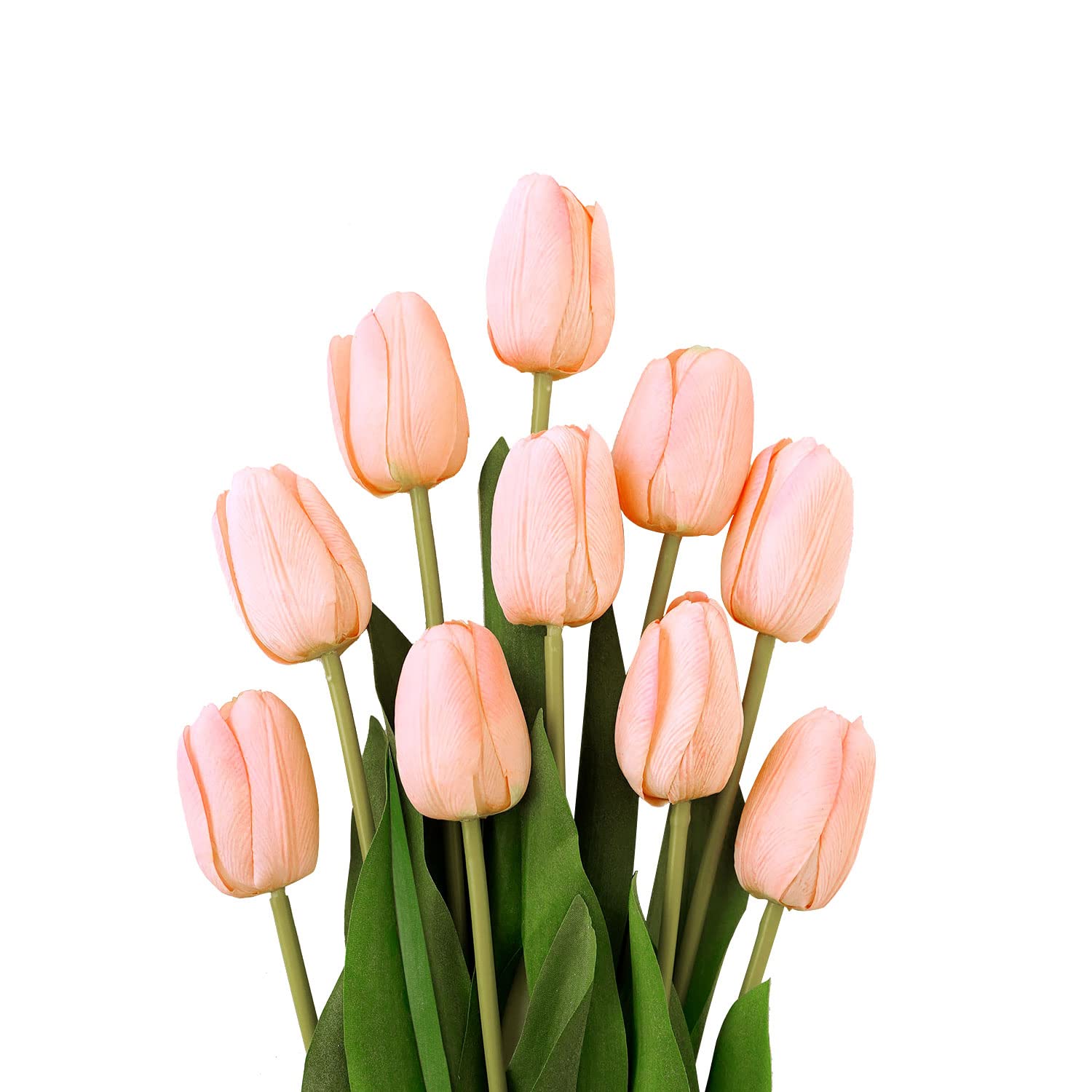 dallisten 10 Pcs Silk Tulips Artificial Flowers Pink Kit, Long Stem and Large Flower Head, Real Touch Fake Tulip Bouquet, Sweet Decor for Vase, Home, Party, Wedding. Flowers for Delivery Prime