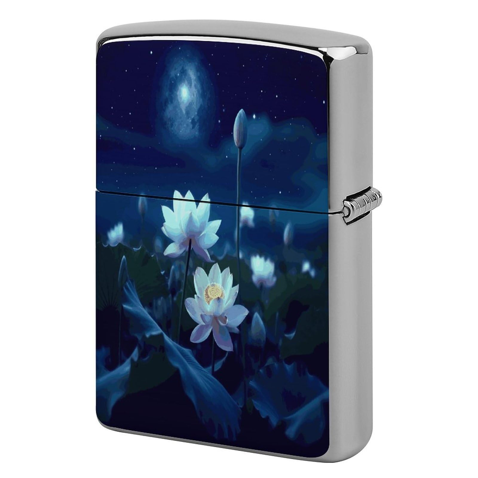 Fekiloot Style Night Lotus Flowers Lighter Case Cover Metal Lighter Case