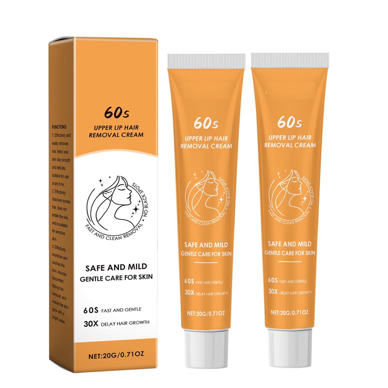 Eliminador de vello facial para mujeres, 2 unidades para eliminar la barba de mujer, crema de depilación sin dolor, crema de depilación suave, no irritante, inhibe el crecimiento del vello