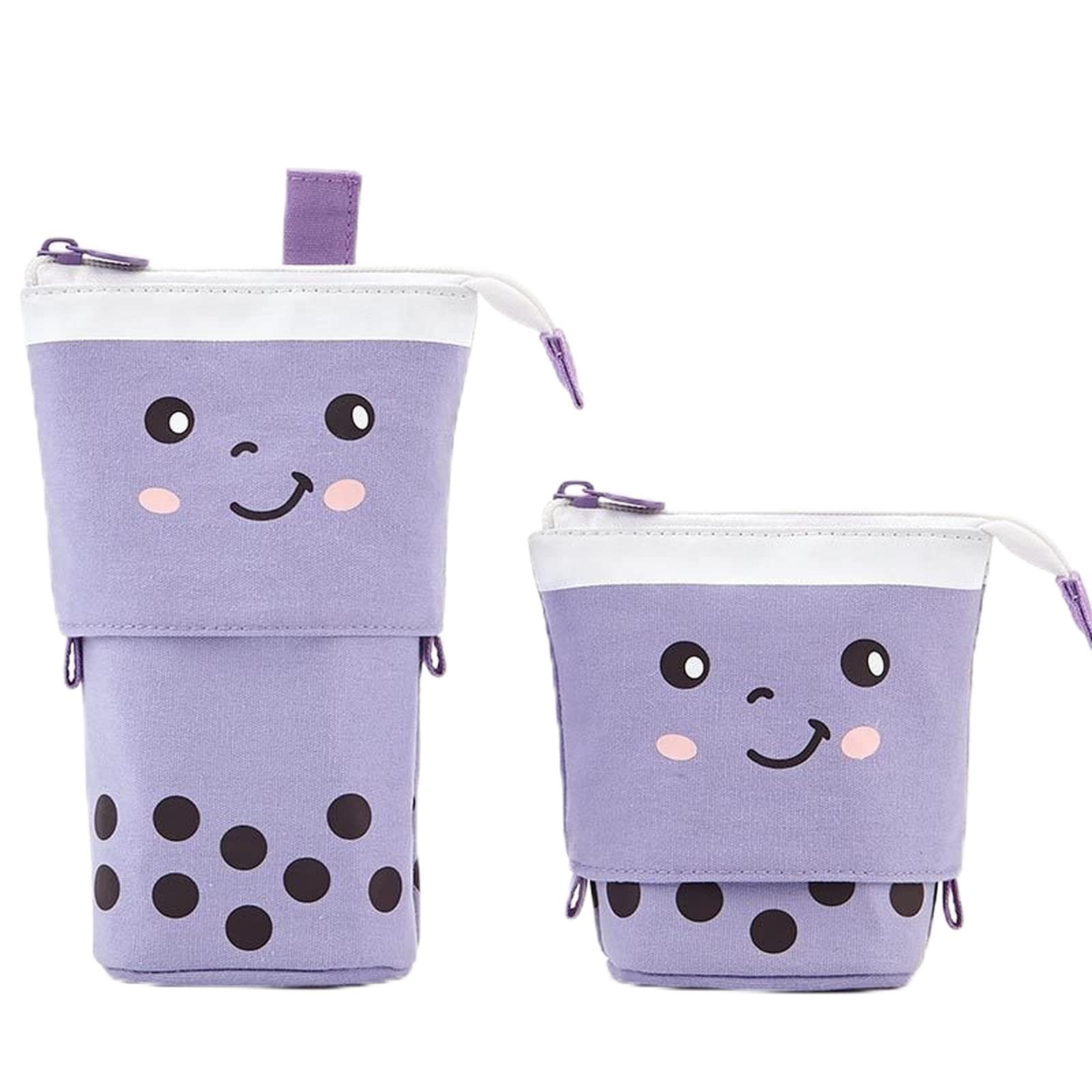 Caja de Gran Capacidad, Estuche de lápices de Dibujos Animados Kawaii, útiles Escolares, papelería(Purple)