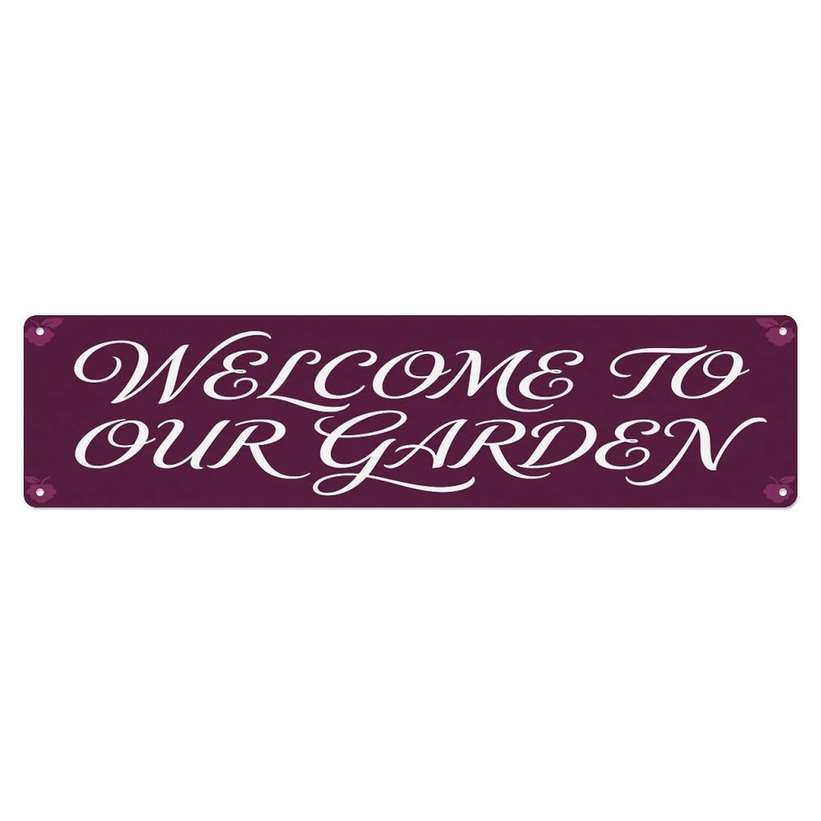 Vintage Welcome to Our Garden Mulberry Metal Tin Sign